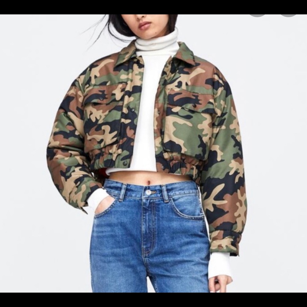 Zara Camouflage Cropped Jacket
